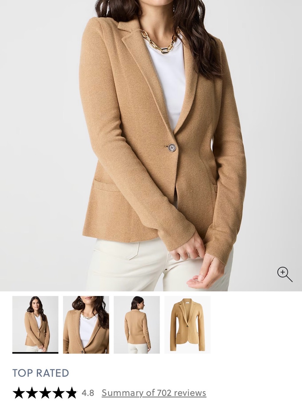 J. Crew Camel Knit Single-Button Blazer
